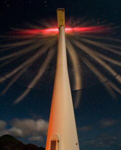 Wind turbine at night - myHomewindpower